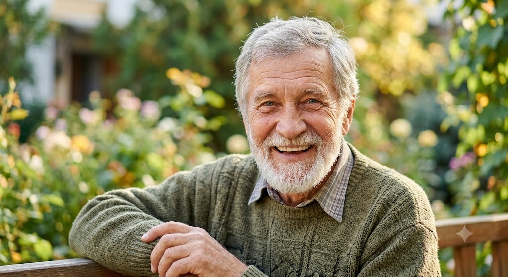 Grandfather in the garden